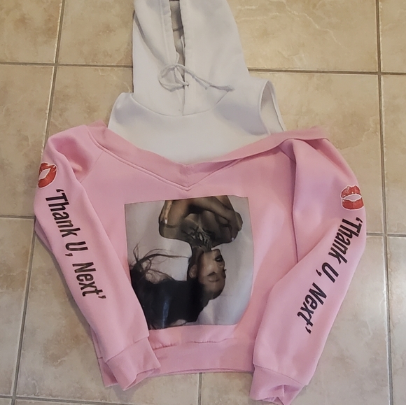 Ariana grande thank u next, off the shoulder hoodie - Picture 1 of 2